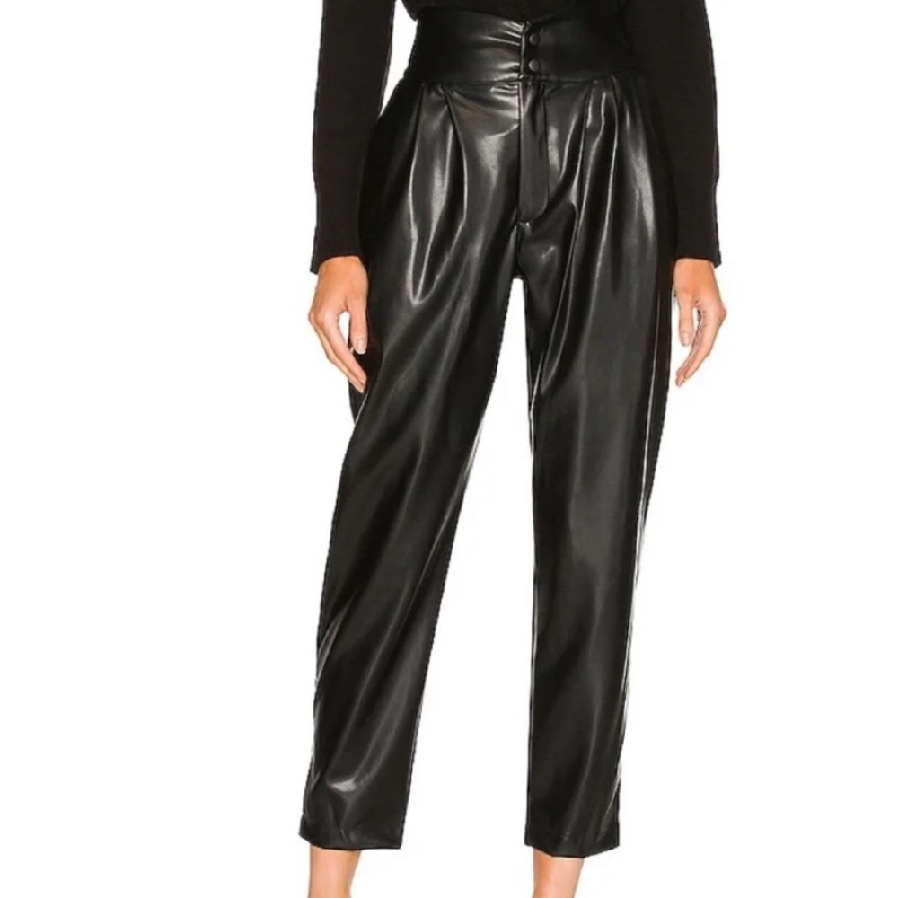 Enza Costa Vegan Leather High-Waisted Pants